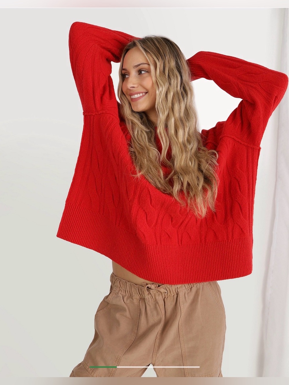 Aerie unREAL Cable Crewneck Sweater
